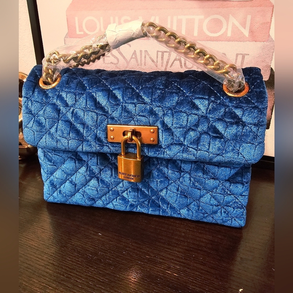 Kurt Geiger Londond Brixton Velvet Shoulder Bag.